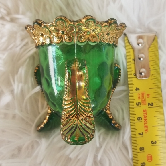 Antique EAPG Emerald Green Gold Gilded Toothpick Holder - Picture 4 of 8